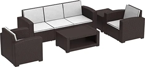 Cosmoplast Cedarattan 5 Seater Lounge Set with Cushions, Dark Brown