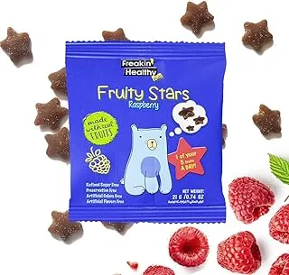 FREAKIN' HEALTHY Freakin Healthy Raspberry Fruity Stars 100% Natural Fruit Jelly 21G, Kids Friendly, Gluten Free, Vegan And Made With Real Fruits