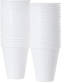 Hotpack Disposable Plastic White Cups 5 ounce, for Juices, Water, Cold Drinks, 50 pieces