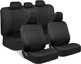 Bdk Polypro Car Seat Covers Full Set In Solid Black – Front And Rear Split Bench Cover, Easy To Install, Interior For Auto Truck Van Suv