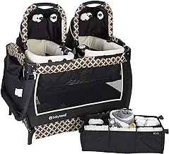 Babytrend PY66A06F-Babytrend Twins Nursery Center Circle Tech, Black - Playard