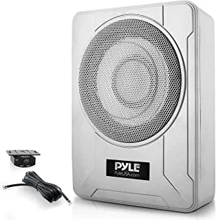 Pyle 8-Inch Low-Profile Amplified Subwoofer System - 600 Watt Compact Enclosed Active Marine Underseat Car Subwoofer with Built in Amp, Powered Car Subwoofer w/Low & High Level Inputs PLMRSBA8, RCA