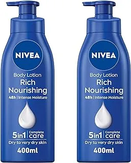 NIVEA Body Lotion Extra Dry Skin, Moisturizing Nourishing Almond Oil & Vitamin E, 2x400ml