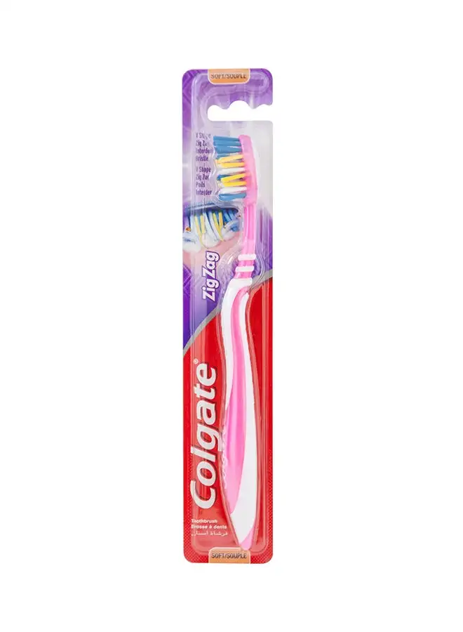 Colgate Zigzag Flexible + Tongue Cleaner Soft Toothbrush متعدد الألوان