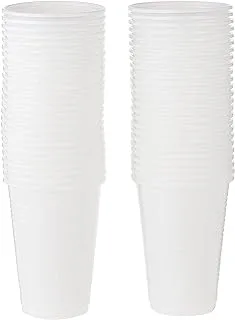 Hotpack Disposable Plastic White Cups 7 ounce for Juices, Water, Cold Drinks, 50 Pieces