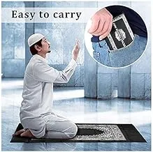 COOLBABY Portable Muslim Prayer Rug with Compass Pocket Size Mat ompass Qibla finder Booklet Waterproof Material Black Color WSTT123