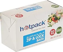 Hotpack Disposable Resealable Plastic Zipper Lock Bag 10x19cm, 50 Pieces