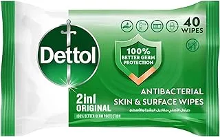 Dettol Original Antibacterial Skin and Surface Wipes 40 Count