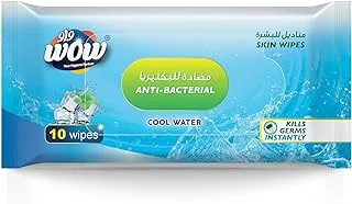 WOW Skin Wipes Antibacterial, Cool Water - 10