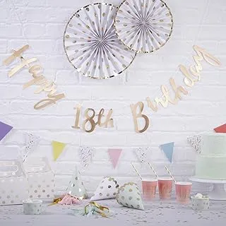 Ginger Ray Gold Designer Happy 18Th Bunting Banner Decoration Pick And Mix