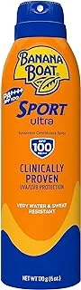 Banana Boat Sport Sunscreen Continuous Invisible Clear Spray-SPF100-Clinically Proven-UVA/UVB Protection-Water & Sweat Resistant-Non Greasy-Long Lasting Protection from Skinburn Damage-170g