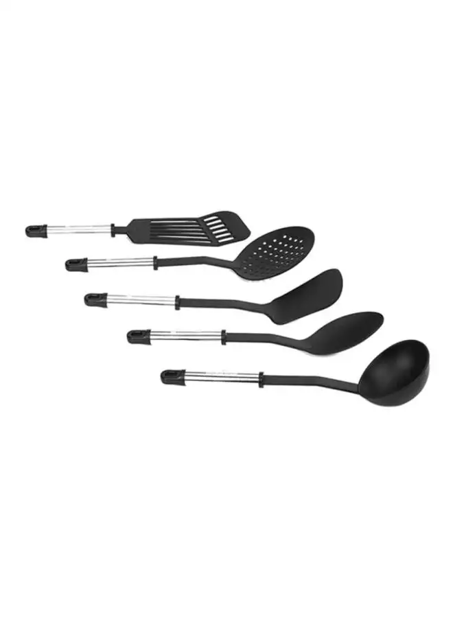 Royalford 5-Piece Spatula Set Black With Silver Handle