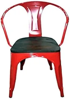 Dubai Garden Centre ANJ Metal Arm Chair, Wooden Red