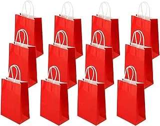 Showay Paper Gift Bags 12 Pieces Set, Eco-Friendly Paper Bags, With Handles Bulk, Paper Bags, Shopping Bags, Kraft Bags, Retail Bags, Party Bags 15X21X8Cm, Color Red