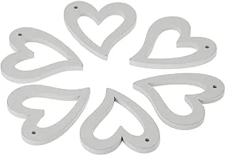 Rosymoment Heart Shape Wooden Heart Decoration 6 Pieces, Wooden Heart Shape Pendant Diy Craft Hanging Gardening Sign Ornaments Home Wall Door Decor, White, 325-22