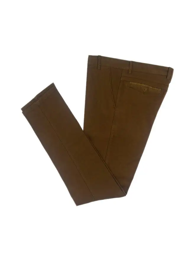 Generic Solid Formal Pants With Side Pockets Brown