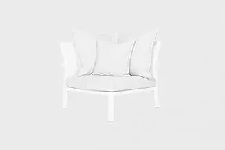 MAIORI- CLASSIQUE CORNER MODULE WITH CUSHION,BLANC FRAME GRIS CLAIR FABRIC