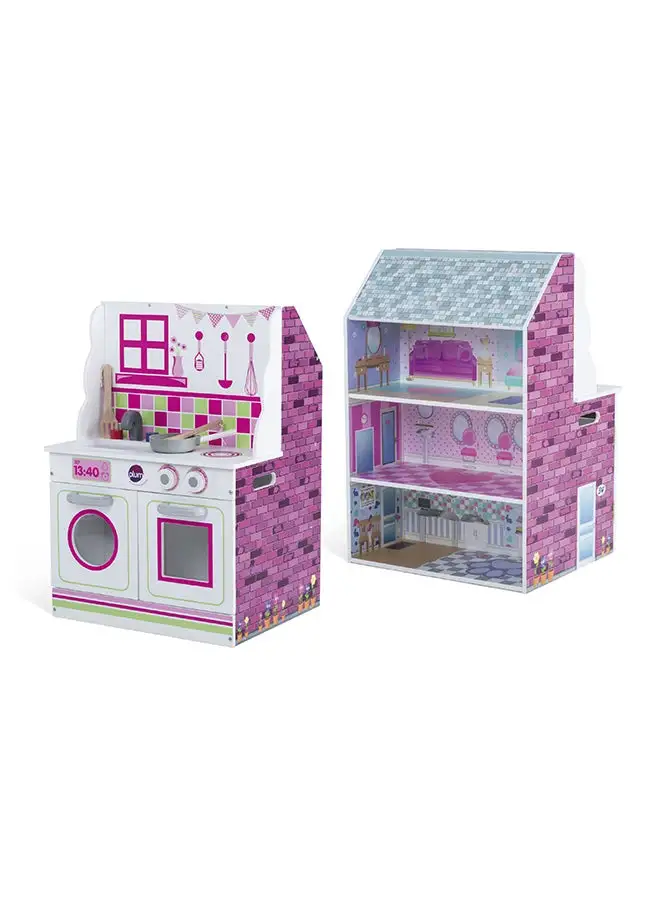 Plum 2 In 1 Wooden Doll House And Kitchen