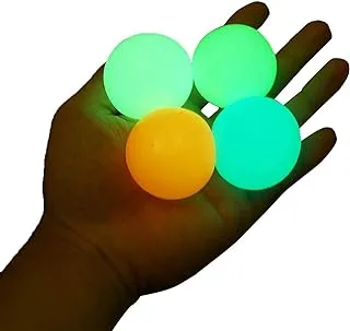 Hutx Glow In The Dark Sticky Ceiling Balls, Stress Balls For Adults And Kids Toys (4 Pieces)