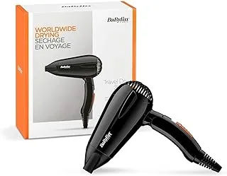 BaByliss Hair Dryer, Powerful 2000w Drying Performance With Dual Voltage For Travel Convenience, 2 Heat And Speed Settings With Fast Drying Time, Lightweight And Portable Design, 5344SDE (Black )