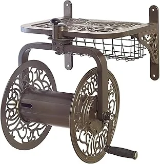 Liberty Garden 714 Decorative Cast Aluminum Navigator Rotating Garden Hose Reel, Holds 125-Feet Of 5/8-Inch Hose - Bronze