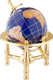 Unique Art Since 1996 Unique Art 6-Inch by Blue Lapis Ocean Mini Table Top Gemstone World Globe with Gold Tripod