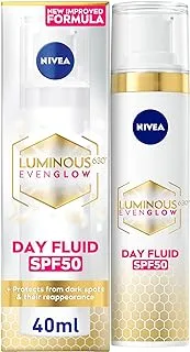 NIVEA LUMINOUS 630 EVEN GLOW Anti Dark Spot Face Fluid SPF 50, UVA & UVB Sun Protection, Spotless Even Skin, Hydrating Hyaluronic Acid & Vitamin E, 40ml