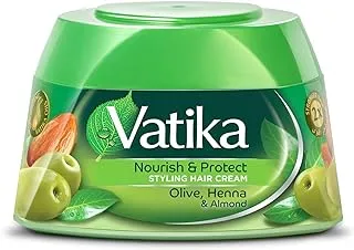 Vatika Naturals Nourish & Protect Styling Hair Cream | Enriched With Henna, Almond, Aloe Vera & Nourishing Vatika Oils | Style & Texture - 210 ml