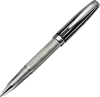 Xezo Incognito 925 Sterling Silver Diamond-Cut Fine Rollerball Pen, Screw-On Cap (Incognito R),Silver, Black