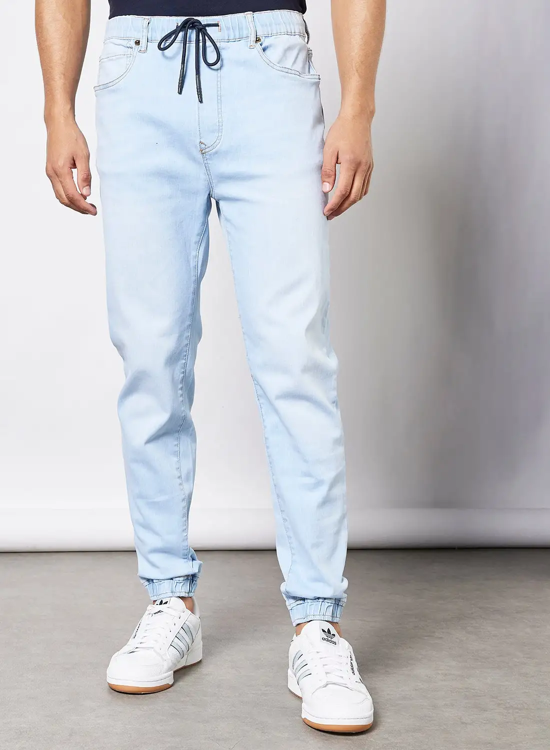 R&B Slim Fit Mid Rise Jeans Light Blue