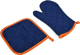 Prestige Oven Glove and Pot Hholder Set with Insulated Surfaces, Blue