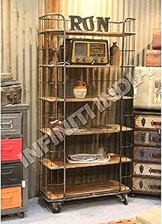 Dubai Garden Centre IF Iron Wooden Wiremesh Shelf