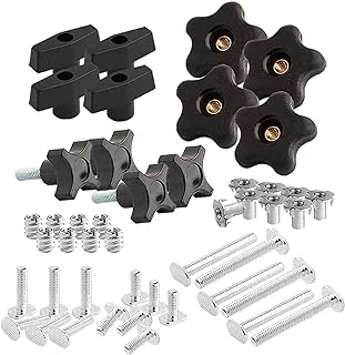 POWERTEC 71173 T Track Knob Kit, 1/4-20 Threaded Bolts and Washers, 46 Piece Set, T Track Bolts, T Track Accessories for Woodworking Jigs and Fixtures