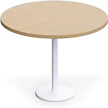 Mahmayi Round Pantry Table - Simple Modern Coffee Table for Home Office, Bistro, Balcony, Lawn, and Breakfast Nook - Stylish & Functional Furniture Piece for Versatile Use(100 cm Dia, Oak)