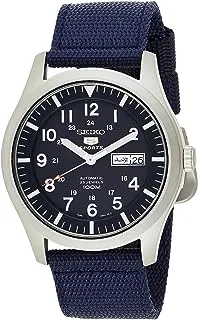 Seiko Men's Automatic Watch, Analog Display and Textile Strap SNZG11K1, Blue & Silver