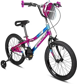 Spartan Twilight Kids’ Bicycle for Ages 3-8; Kids and Toddler Bike with Training Wheels; 14-18 Inch Girls’ Bike in Pink/Blue; Pretty Bike for Kids with Quick Release Seat Lever, Matching Bag