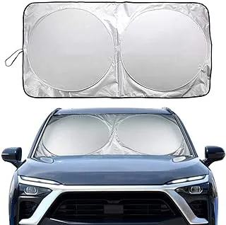 NALANDA Car Windshield Sun Shade with Storage Pouch Foldable Sunshade 150x72cm, Black&Silver