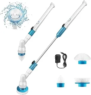 Berteen Electric Spin Scrubber, 360 Cordless Shower Floor Scrubber, Multi-Purpose Power Surface Cleaner with 3 Replaceable Scrubber Brush Heads and 1 Extension Arm for Tub, Tile, Wall, Bathroom