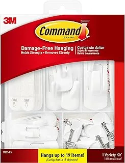 Command Variety Pack, Picture Hanging Strips, No Tools Wire Hooks and Utility Hooks, Damage Free Hanging Variety Pack for Up to 19 Back to School Dorm Organizers, 1 Kit