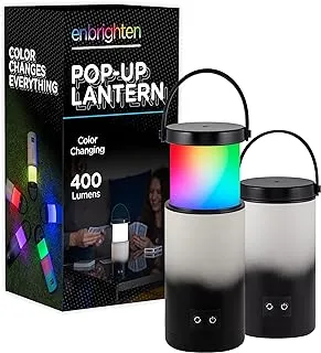 Enbrighten Mini Lantern, Battery Powered, Color Changing, LED Lamp for Bedroom, 400 Lumens, 160 Hour Runtime, Night Light, Kids Lantern, 4 Lighting Modes, Perfect for Camping, Bedroom, and More, 61749