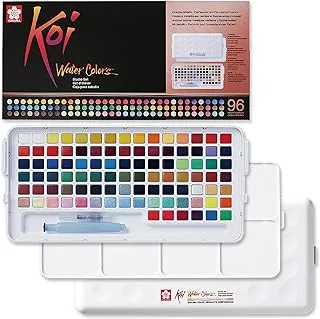 SAKURA Koi Studio Kit - Watercolor Sets for Studio Art or Art On the Go - 96 Colors - 1 Water Brush - 1 Palette