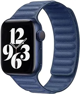 DPL Leather Adjustable Magnetic Closure Replacement Band for Apple Series SE/6/5/4 (Royal Blue,42/44mm)