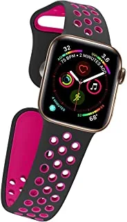 متوافق مع سوار ساعة Apple 42 مم 44 مم ، حزام معصم بديل من السيليكون الناعم Jxh-Life لـ iWatch Series 4/3/2/1 ، Nike + ، الرياضة ، الإصدار ، أسود / وردي