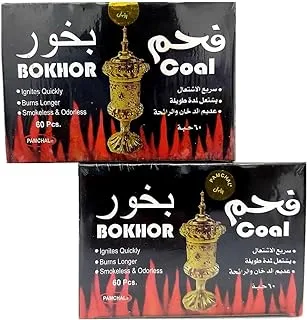 Alsaqer Set Of 2 Bakhoor Charcoal Torch Coal 120 Pcs Compo Boxes Long Lastting 60Pc X2Box, Black