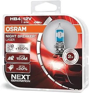 OSRAM NIGHT BREAKER LASER HB4, +150% more brightness, halogen headlight lamp, 9006NL-HCB, 12V, Duo box (2 lamps)