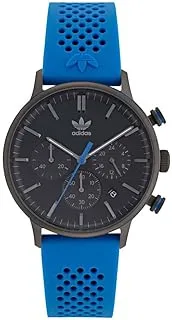 adidas Chrono Stainless Steel Gunmetal Case Black Dial Blue Silicone Strap AOSY22015