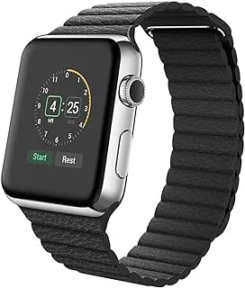 SBAQ Magnetic Leather Smartwatch Strap Band For Apple Smart Watch 42millimeter Black