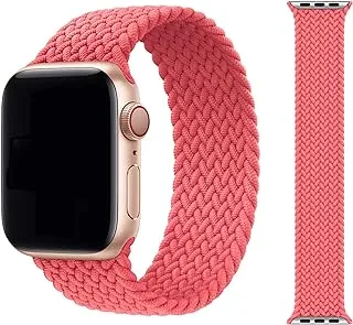 Braided Solo Loop for Apple Watch 38mm | 40mm | 42mm | 44mm Fabric Nylon Elastic belt bracelet iWatch series 3 4 5 SE 6 strap (38/40 Medium, Pink)