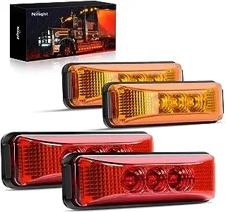 Nilight - TL-33 4PCS 3.9 Inch 3 Led Truck Trailer Light Front Rear Side Marker Lights Clearance Indicator Lamp Waterproof Sealed Surface Mounted