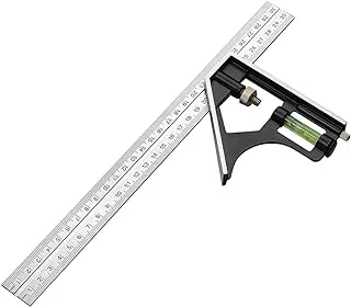 Combination Square Angle Ruler, High Precision, Durable, Stainless Steel Adjustable 45/90 Degree Multi-Function Measuring Tool With Bubble Level For Housing Construction, Engineering Measurement Etc.